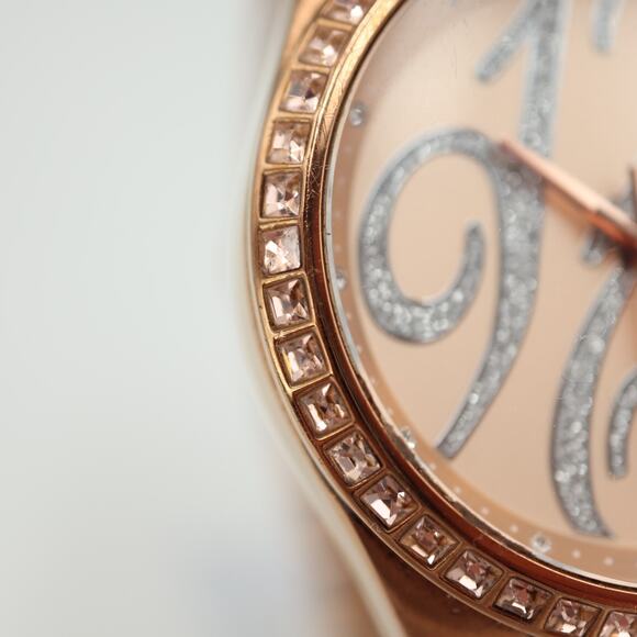 Fossil Women's Rose Gold Tone Watch 40mm Glitter Dial Crystal Bezel BQ1096 - Picture 9 of 15